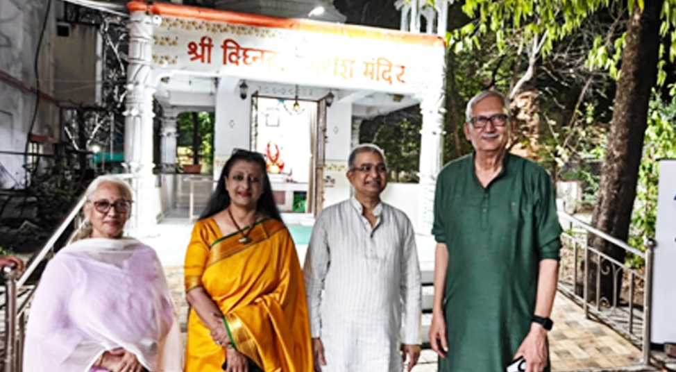 Mrs Sushma satokar, Dr Mrs Sushmita Gupta, Dr Dhananjay Ookalkar and MrVijay satokar at sankatmochan hanuman mandir during emotional wellbeing after 60 years awareness program April 26 2026